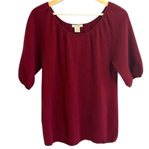 Vertical Design Womens Cashmere Short Sleeve Sweater Size M Quiet Luxury Office